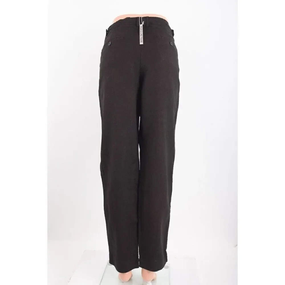 People Like Frank Womens Pants Size 6 Black Linen Straight Fit NWT